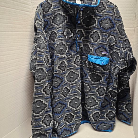 Mens Patagonia Synchilla Aztec Fleece Snap Button Pullover Women Gray Unisex XXL - Picture 8 of 16